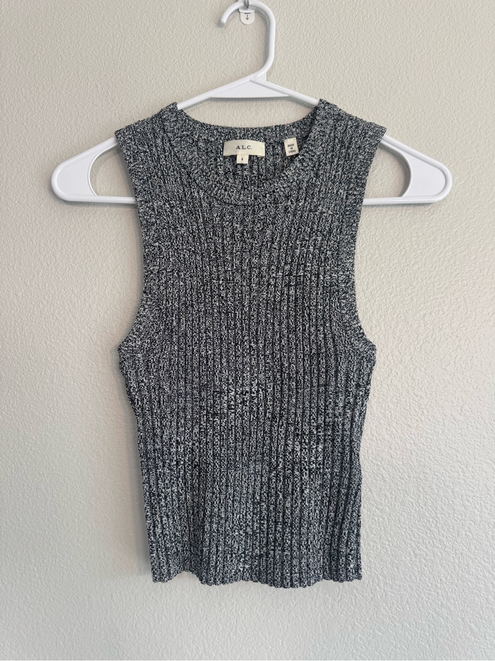 ALC Ribbed Crop Tank in Marled Charcoal - S